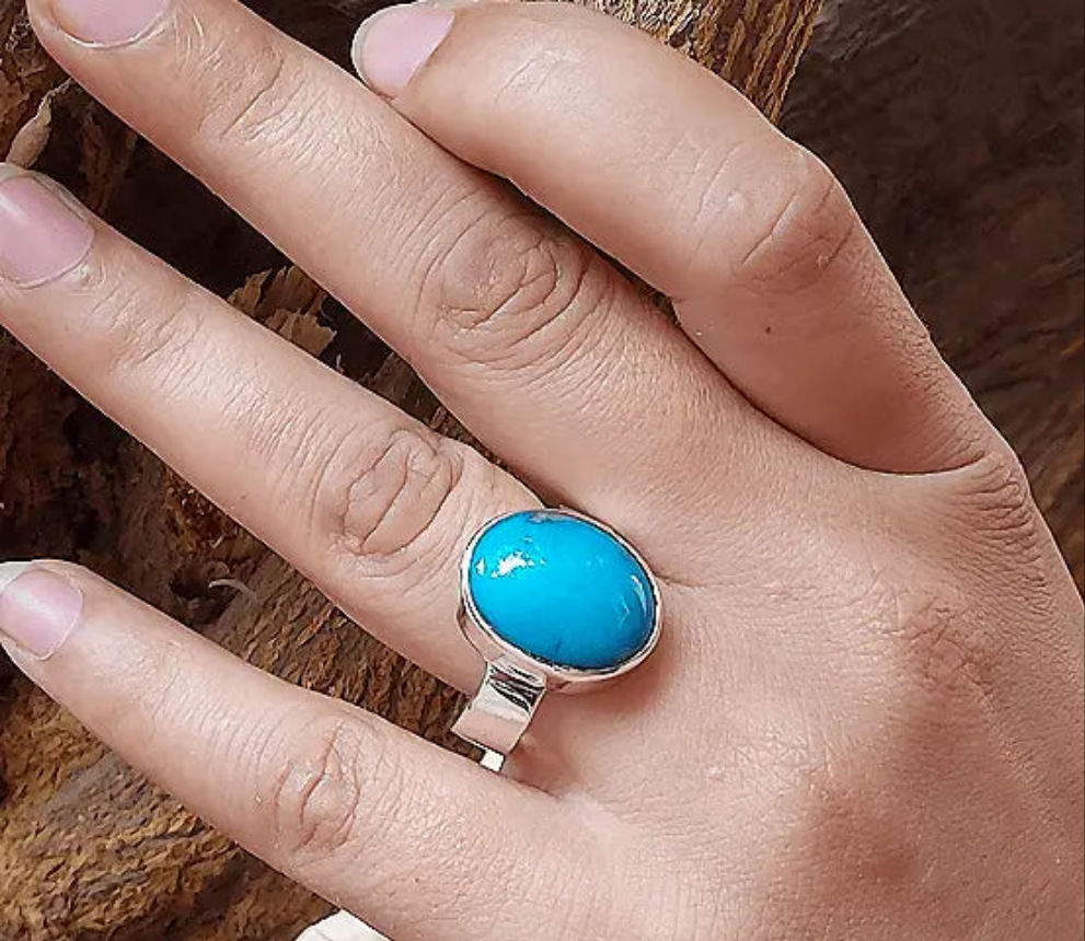 Silver ring 925 with natural feroza stone Unisex(male & female)
