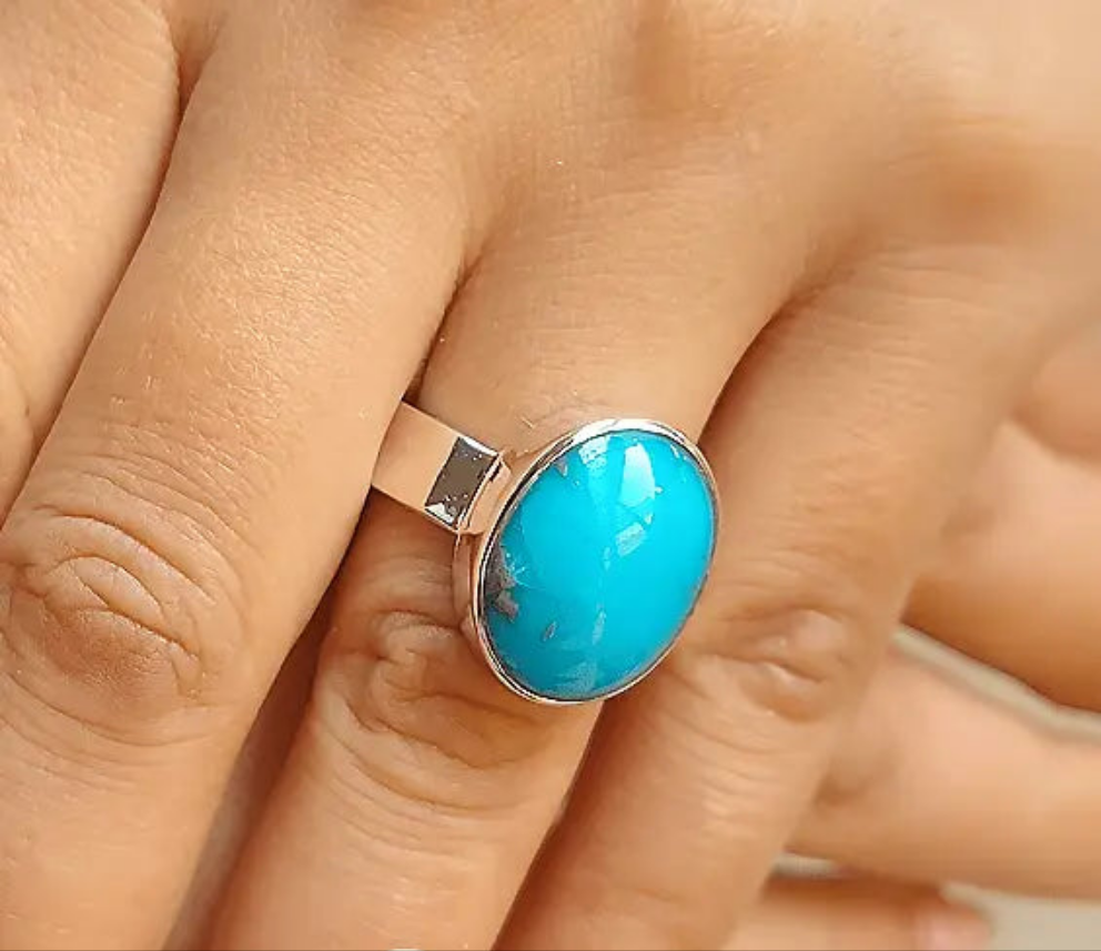 Silver ring 925 with natural feroza stone Unisex(male & female)