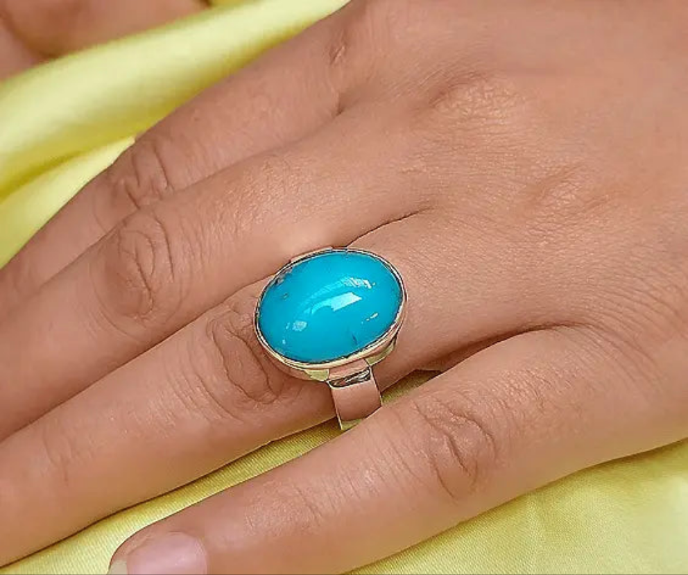 Silver ring 925 with natural feroza stone Unisex(male & female)